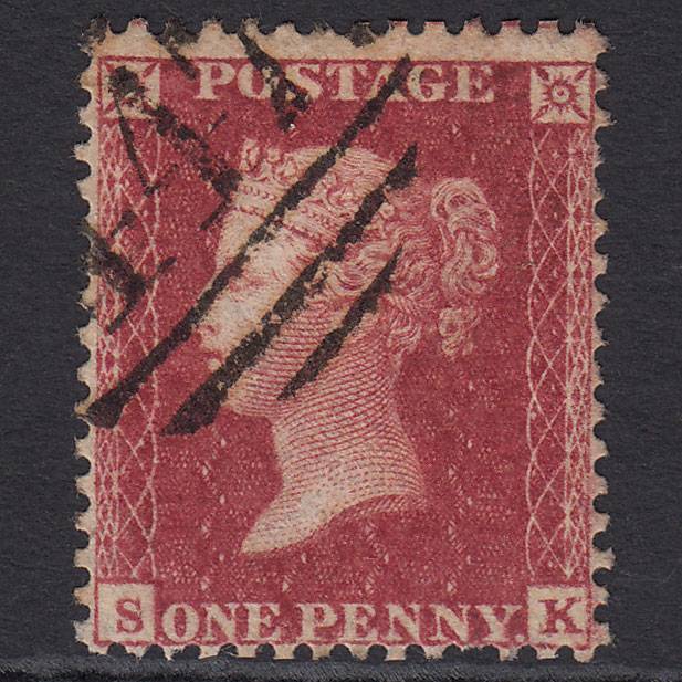 GB QV 1857 1d Deep Rose-red (Plate 42) SG41-C10(4) SK GU Leeds 447