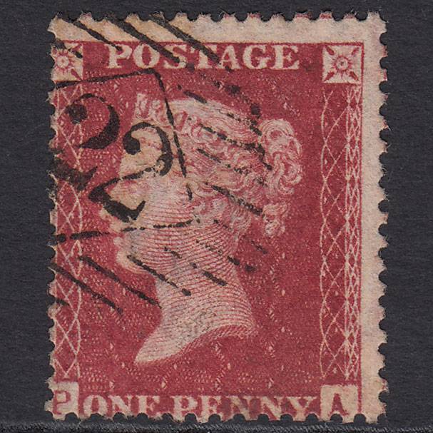 GB QV 1857 1d Deep Rose-red Pl 43 SG41-C10(4) PA FU London IS 22 Misperf