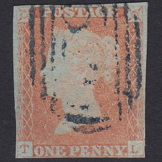 GB QV 1841 1d Pl 73 SG12-B1(6) TL FU Missing Imprimatur 4M Blue Cancel
