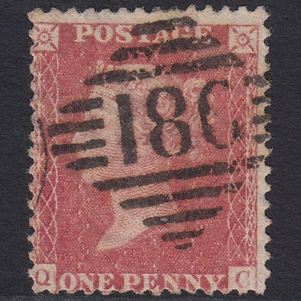 GB QV 1857 1d Rose-red (Plate 66) SG40-C10(1) QC GU Dublin 186