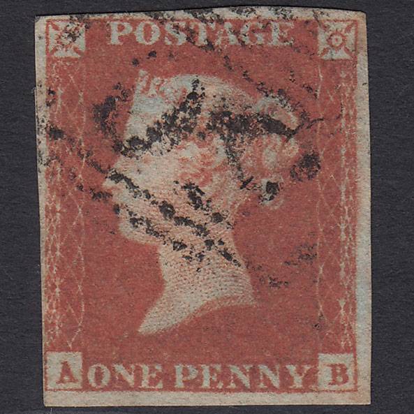 GB QV 1841 1d Pl 82 SG8-B1(1) AB FU Missing Imprimatur 4M Barnstaple 50