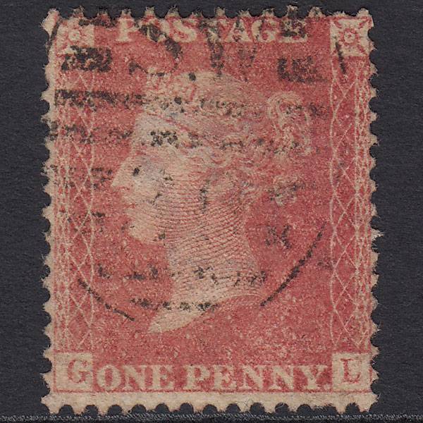 GB QV 1857 1d Pale Rose Plate R17 SG39-C10(3) GL GU London D&S Cancel