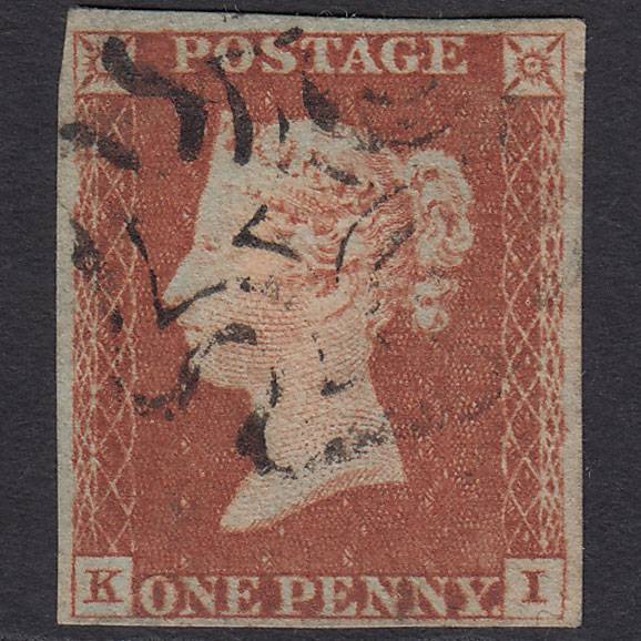 GB QV 1841 1d Red-brown Pl 19 SG8-B1(1) KI FU 4 Margins Maltese Cross