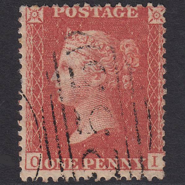 GB QV 1857 1d Bright Red Transitional (Plate 44) SGC9(4) OI FU Doncaster 255