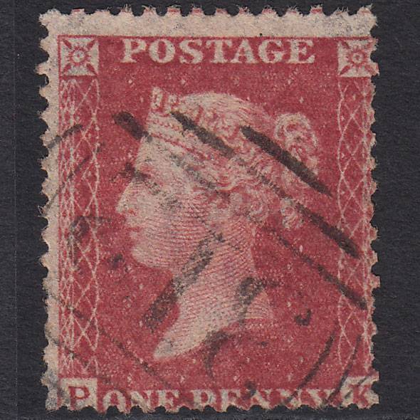 GB QV 1857 1d Rose-red Pl 27 SG40-C10(1) PK GU Gloucester 312 Misperf