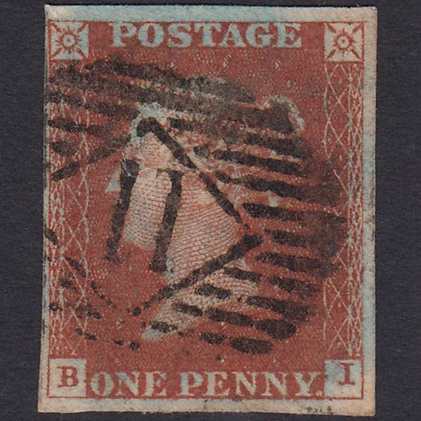 GB QV 1841 1d Red-brown (Plate 48) SG8-B1(1) BI FU 4 Margins London IS 11