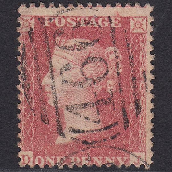 GB QV 1857 1d Rose-red (Plate 43) SG40-C10(1) DJ FU Liverpool 466 Misperf