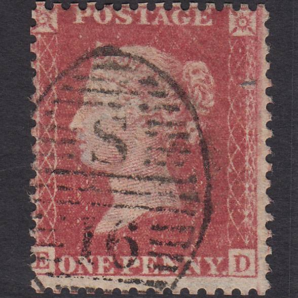 GB QV 1857 1d Rose-red Pl 27 SG40-C10(1) ED GU London D&S S16 Misperf