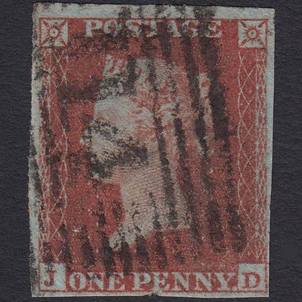 GB QV 1841 1d Red-brown Pl 163 SG8-B2(1) JD GU nr 4 Margins Dundee 114