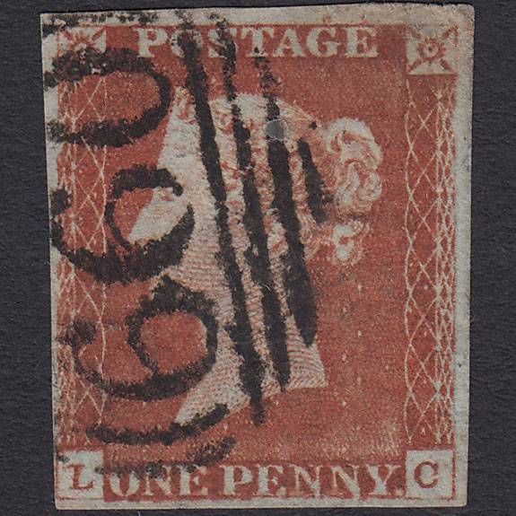GB QV 1841 1d Red-brown (Plate 63) SG8-B1(1) LC GU 4 Margins Rugeley 660