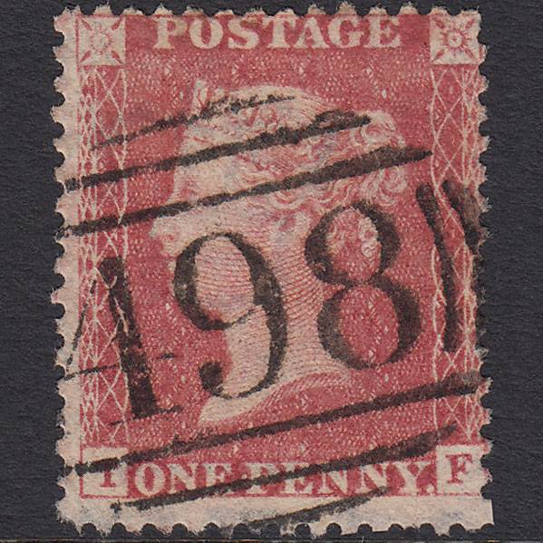 GB QV 1857 1d Rose-red Pl 34 SG40-C10(1) TF GU Manchester 498 Misperf