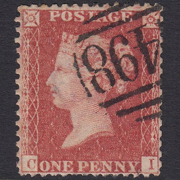GB QV 1857 1d Rose-red (Plate 59) SG40-C10(1) CI GU Manchester 498 Spoon