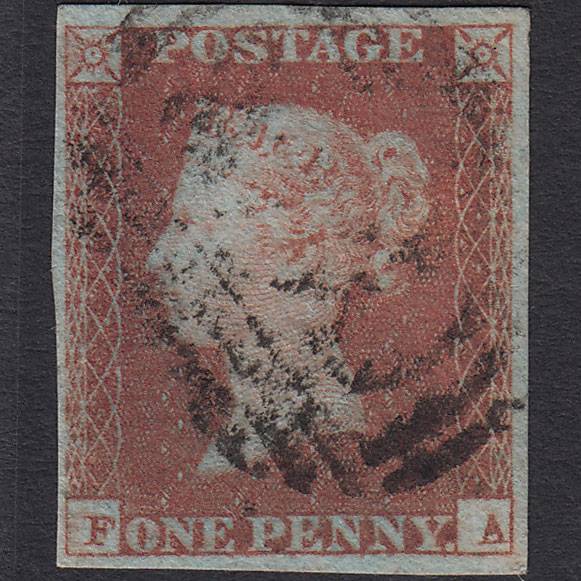 GB QV 1841 1d Red-brown (Plate 87) SG8-B1(1) FA FU 4 Margins