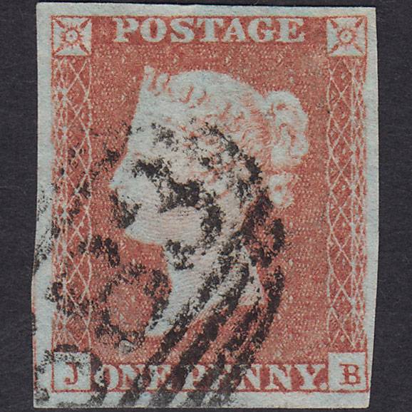 GB QV 1841 1d Pale Red-brown (Plate 98) SG9-B1(3) JB GU 4M Nottingham 583