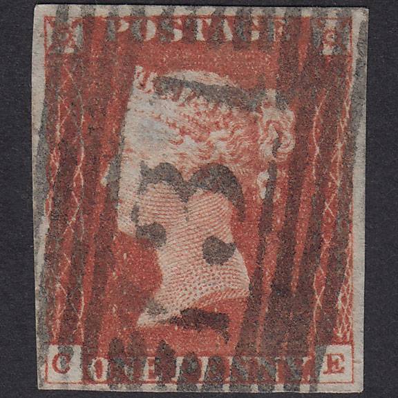 GB QV 1841 1d Red-Brown Plate 64 SG8-B1(1) CE FU 4 Margins Edinburgh 131