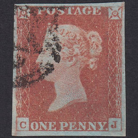 GB QV 1841 1d Red-Brown Plate 74 SG8-B1(1) CJ FU 4 Good Margins