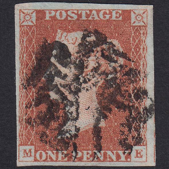 GB QV 1841 1d Red-Brown Plate 19 SG8-B1(1) ME FU 4 Good Margins MX