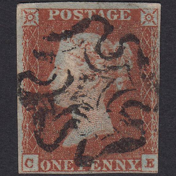 GB QV 1841 1d Red-Brown Plate 22 SG8-B1(1) CE FU 3 Margins Maltese Cross