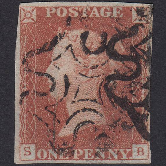 GB QV 1841 1d Red-Brown Plate 22 SG8-B1(1) SB GU Missing Imprimatur 4M MX