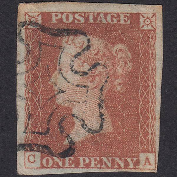 GB QV 1841 1d Red-Brown Plate 22 SG8-B1(1) CA GU Missing Imprimatur 4M MX