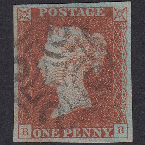 GB QV 1841 1d Red-Brown Plate 22 SG8-B1(1) BB GU Missing Imprimatur 4M MX