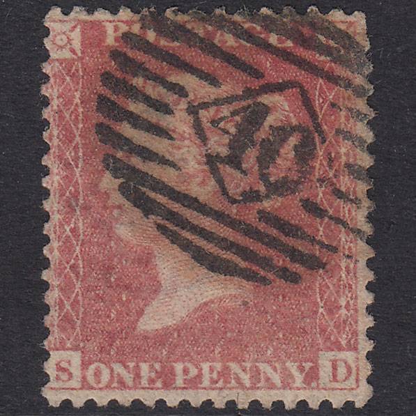 GB QV 1857 1d Pale Rose Plate 27 SG39-C10(3) SD GU London IS 40 40.C