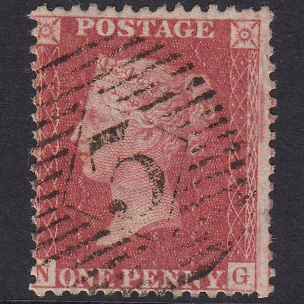 GB QV 1857 1d Rose-Red Plate 58 SG40-C10(1) NG FU London IS 3