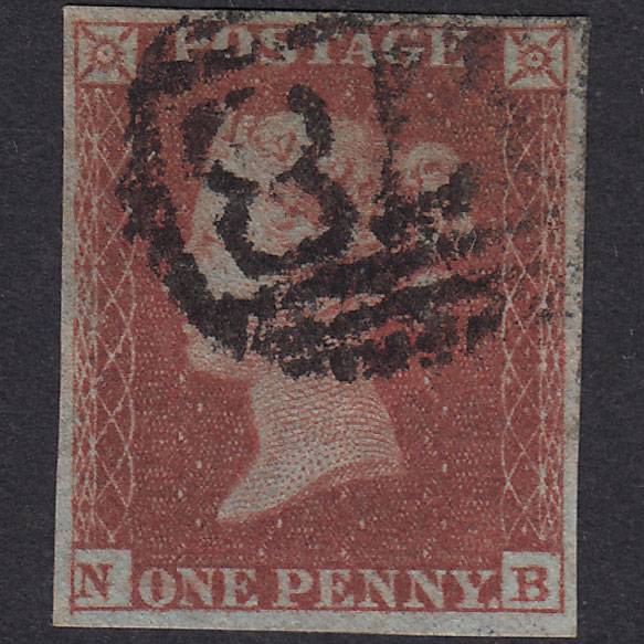GB QV 1841 1d Red-Brown Plate 160 SG8-B2(1) NB FU 4 Margins Wigan 878