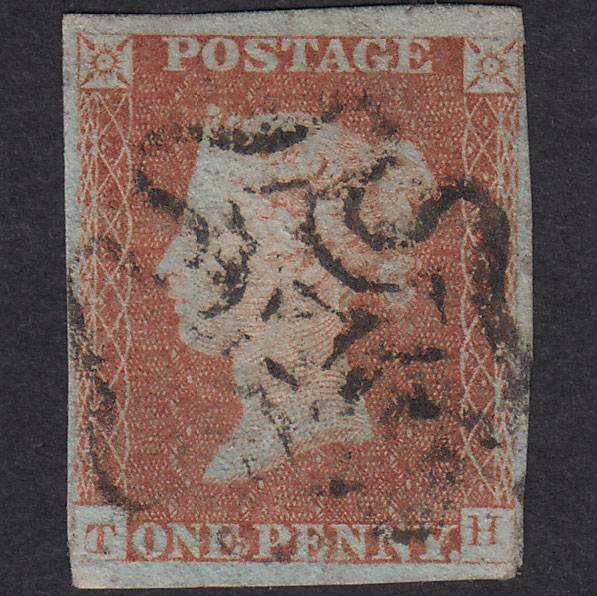 GB QV 1841 1d Red-Brown Plate 24 SG8-B1(1) TH GU Nr 4 Margins MX