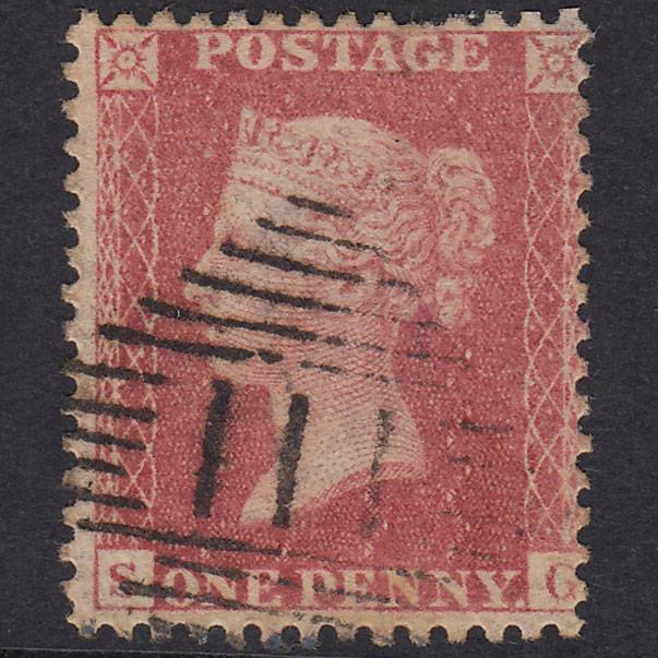 GB QV 1857 1d Rose-Red Plate 27 SG40-C10(1) SG GU Castleblayney 111