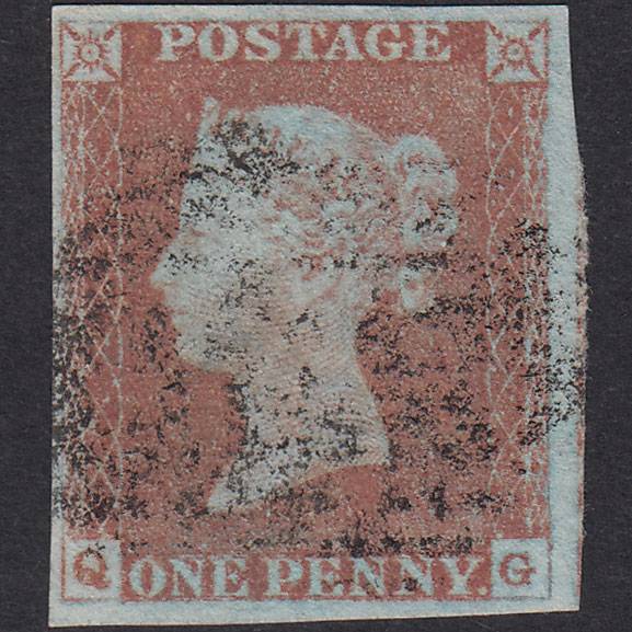 GB QV 1841 1d Very Blued Plate 69 SG8A-B1(2) QG GU 4 Margins