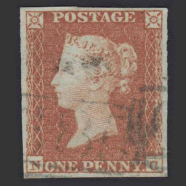 GB QV 1841 1d Pl 130 (SG8) 'NC' VFU Blue-black Wilton (685) 4M Imperf