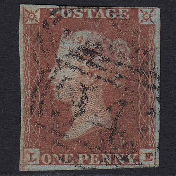 GB QV 1841 1d Red-brown (Plate 78) (SG8) 'LE' FU 4 Margins