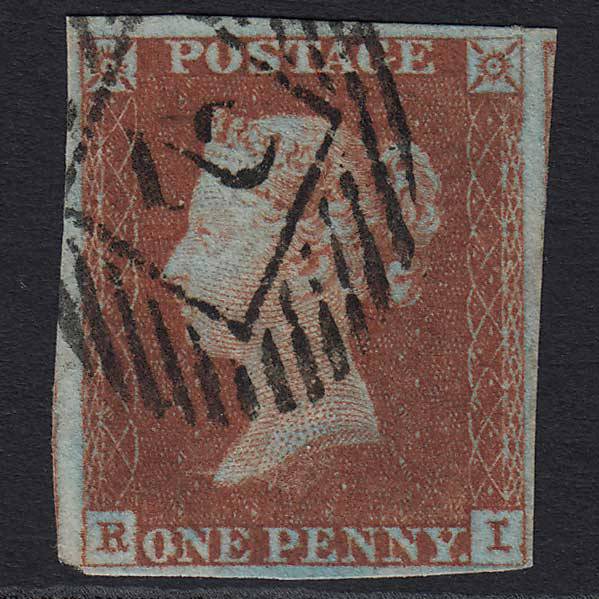 GB QV 1841 1d Red-brown (Plate 42) (SG8) 'RI' FU 4 Margins London IS 2