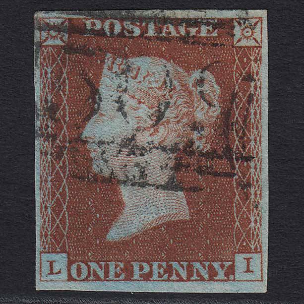GB QV 1841 1d Red-brown (Plate 45) SG8 'LI' VFU Market Drayton (509) 4M
