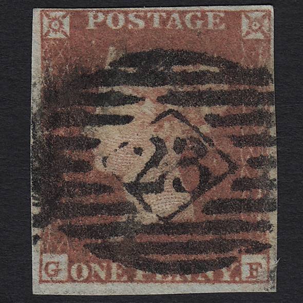 GB QV 1841 1d Red-brown (Plate 96) SG8-B1(1) GF GU London IS 23 4M Imperf