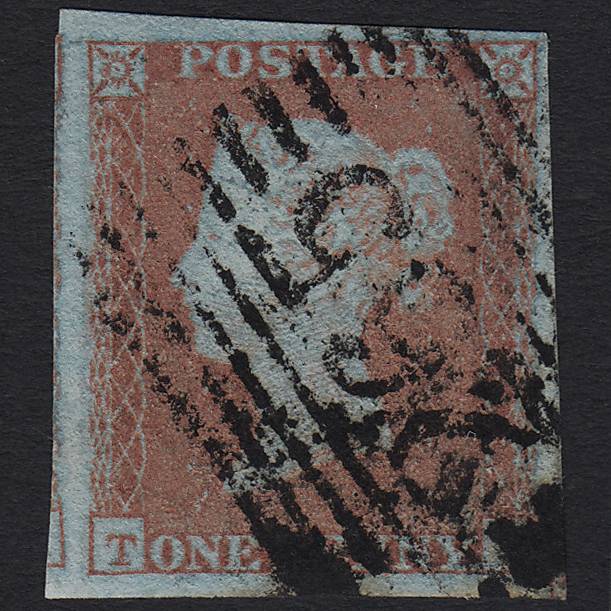 GB QV 1841 1d Very Blued SG8a-B1(2) GU Newburgh 265 4M Imperf