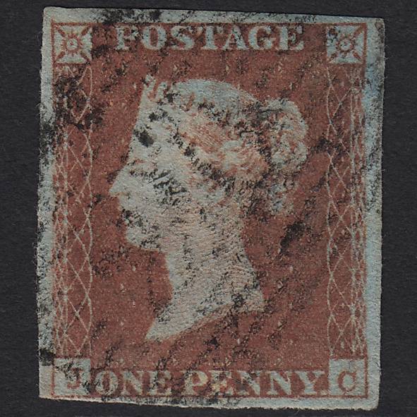 GB QV 1841 1d Red-brown (Plate 94) SG8-B1(1) JC GU in Scotland 4 Margins