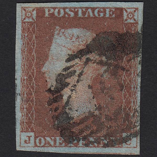 GB QV 1841 1d Red-brown Pl 71 SG8-B1(1) JC GU London IS Cancel 4 Margins