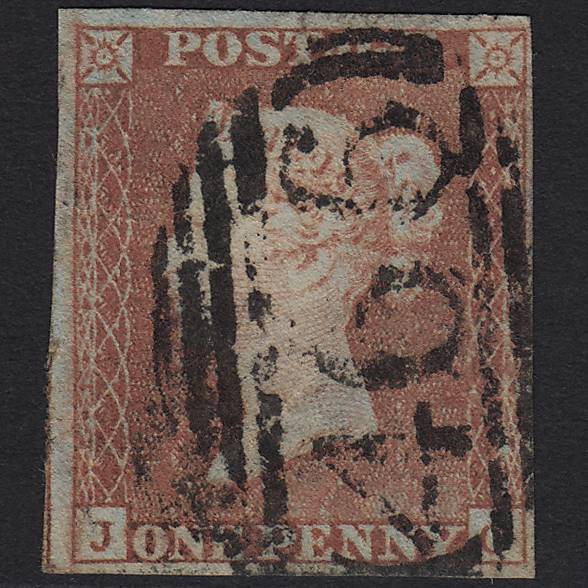 GB QV 1841 1d Red-brown Pl 90 SG8-B1(1) JC GU Liverpool 466 4 Margins