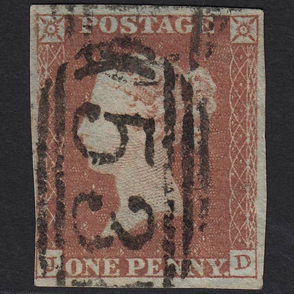 GB QV 1841 1d Red-brown (Plate 94) SG8-B1(1) JD FU Bath 53 4 Margins
