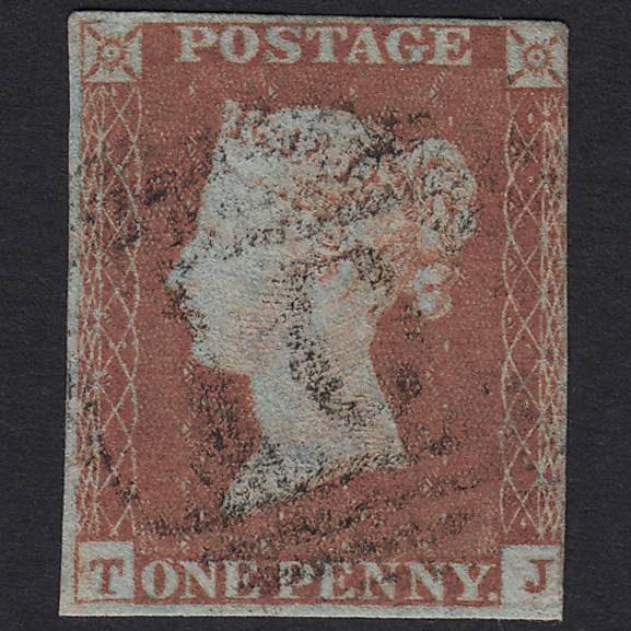 GB QV 1841 1d Red-brown Pl 85 SG8-B1(1) TJ GU Light Cancel nr 4 Margins