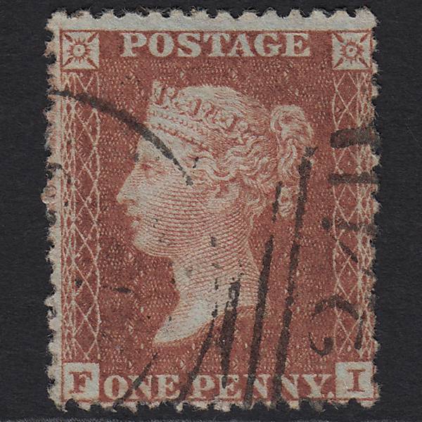 GB QV 1855 1d Red-brown (Plate 14) C6(1) FI VFU