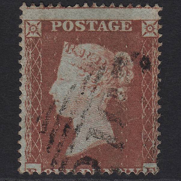GB QV 1854 1d Red-brown SG17-C1(1) GU Misperf