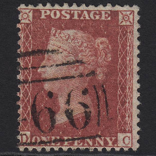 GB QV 1857 1d Rose-red (Plate 57) SG40-C10(1) DC FU Liverpool 466