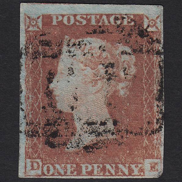 GB QV 1841 1d Red-brown (Plate 78) SG8-B1(1) DE GU nr 4 Margins