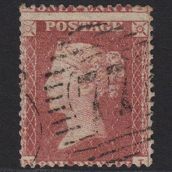 GB QV 1857 1d Rose-red Pl 27 SG40-C10(1) NI GU London D&S 77 Large Misperf