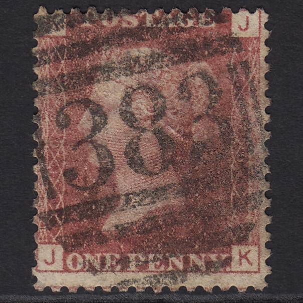GB QV 1864 1d Lake-red (Plate 106) SG44-G1(2) JK PU Hull 383