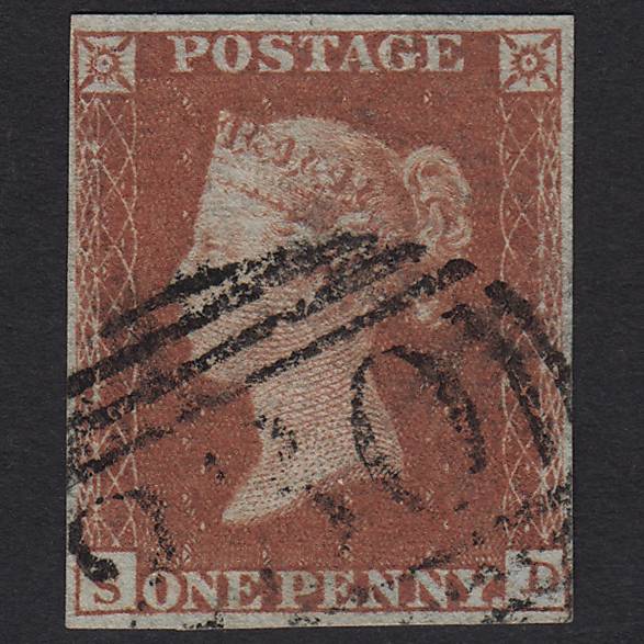 GB QV 1841 1d Red-brown (Plate 129) SG8-B2(1) SD FU Crewkerne 230