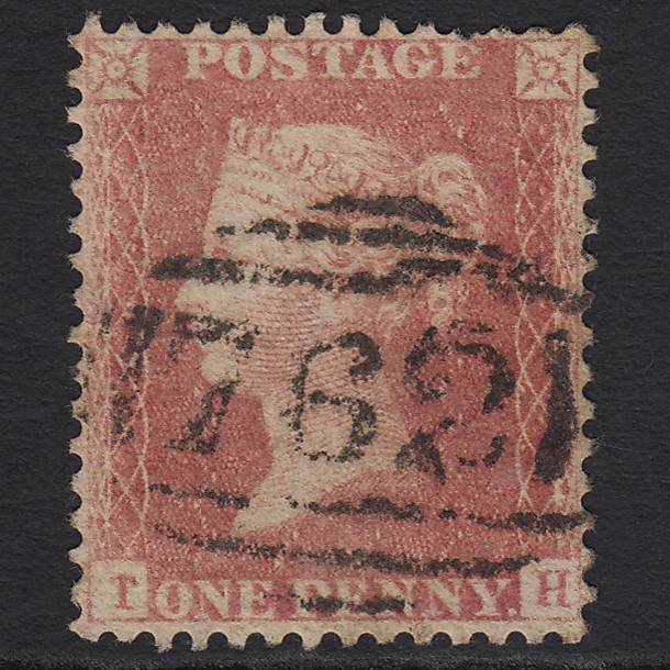 GB QV 1857 1d Pale Rose Transitional (Plate 44) SGC9A(1) TH GU Swaffham 762